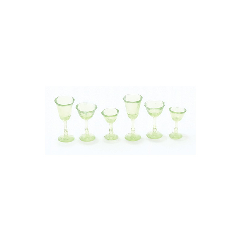 6 PCS, STEMWARE, TRANS. GREEN