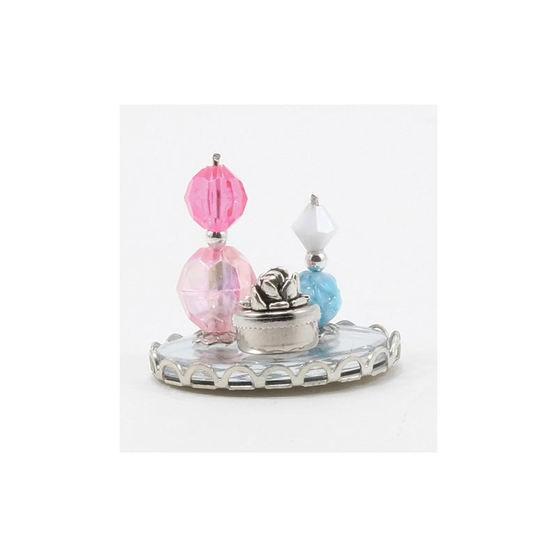PERFUME TRAY W/2 BOTTLES & POWDER BOX