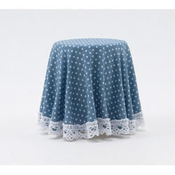SKIRTED TABLE-BLUE MINI DOT