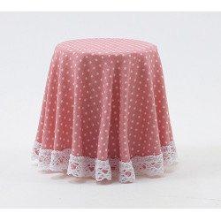 SKIRTED TABLE-PINK MINI DOT