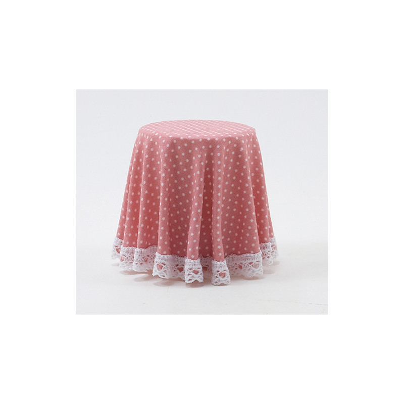 SKIRTED TABLE-PINK MINI DOT