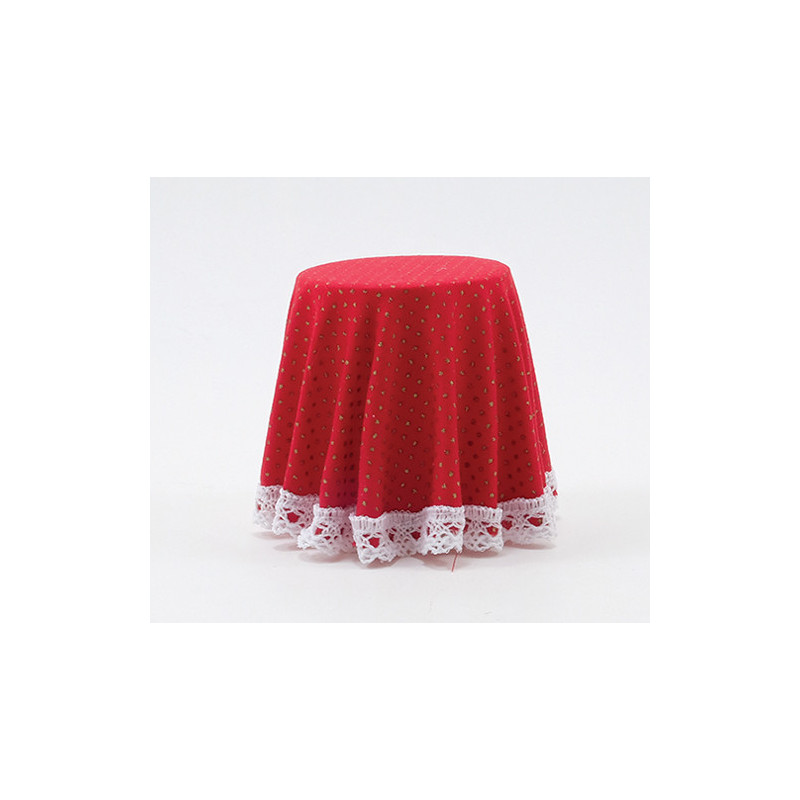 SKIRTED TABLE-RED MINI DOT