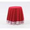 SKIRTED TABLE-RED MINI DOT