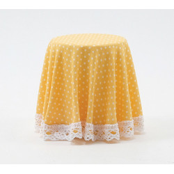 SKIRTED TABLE-YELLOW MINI DOT