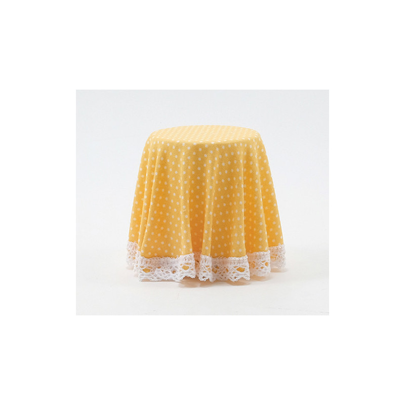 SKIRTED TABLE-YELLOW MINI DOT