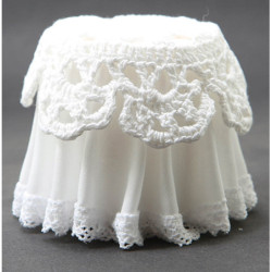 LACE TOP SKIRTED TABLE, WHITE