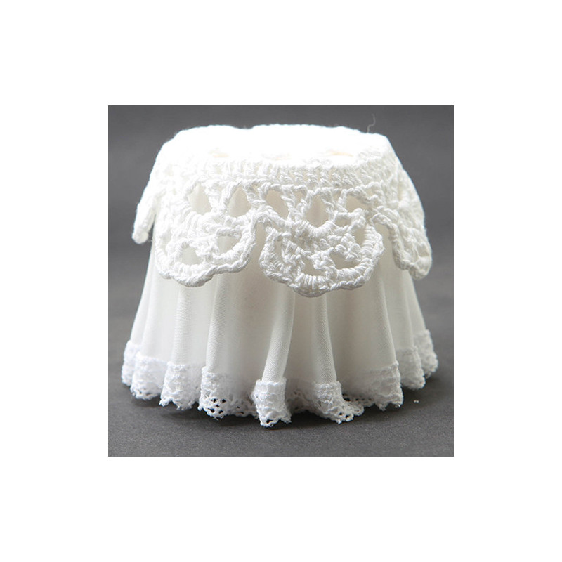 LACE TOP SKIRTED TABLE, WHITE