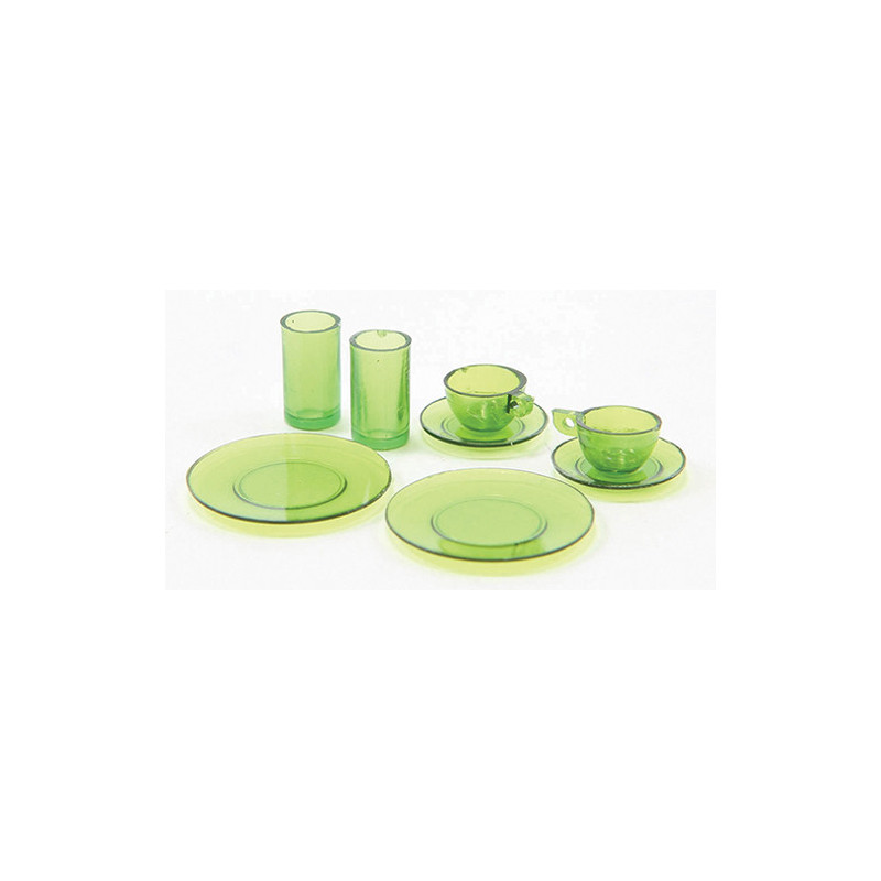 DISHES, GREEN, 8/PC