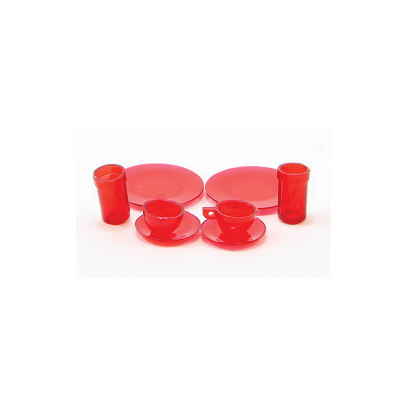 DISHES, RED, 8/PC