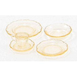 DEPRESSION DISH SET, 5PC, AMBER