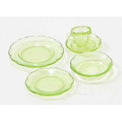 DEPRESSION DISH SET, 5PC, GREEN
