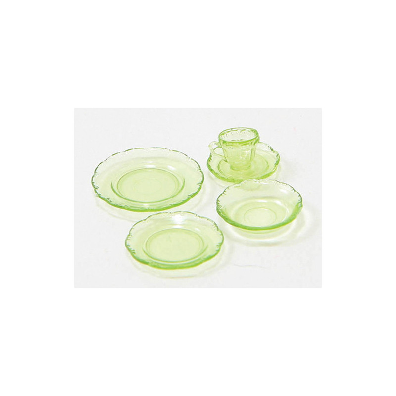 DEPRESSION DISH SET, 5PC, GREEN