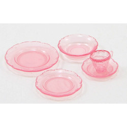 DEPRESSION DISH SET, 5PC PINK