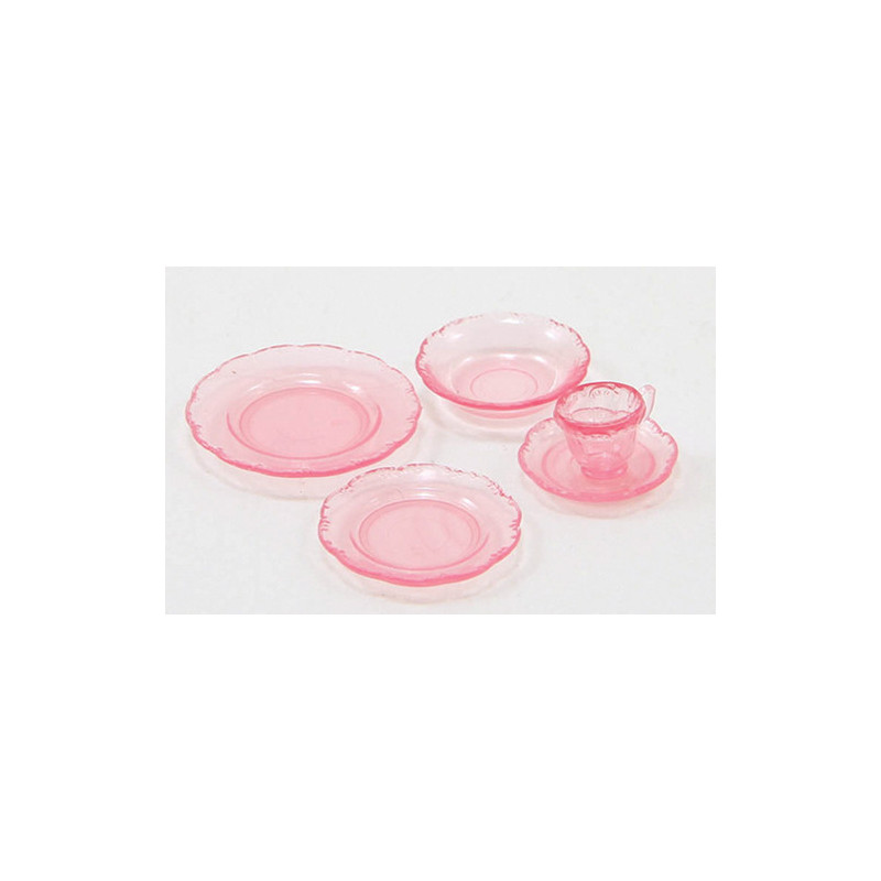 DEPRESSION DISH SET, 5PC PINK