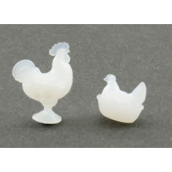 ROOSTER AND NESTING HEN
