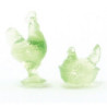 ROOSTER/HEN CANDY DISHES, GREEN