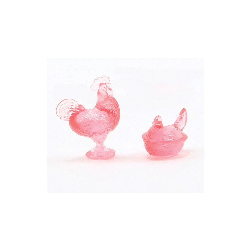 ROOSTER/HEN CANDY DISHES, PINK