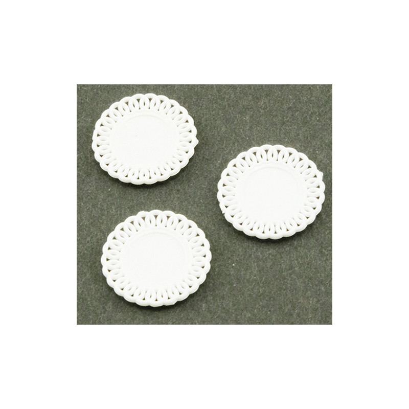LACE-EDGED PLATES, (3)