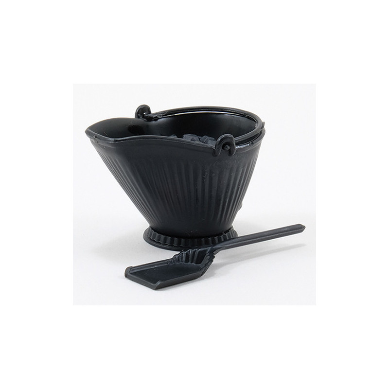 COAL SCUTTLE WITH SHOVEL & COAL