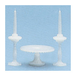 M-70W CAKE PLT/CANDLESTKS MINIKIT, WHITE