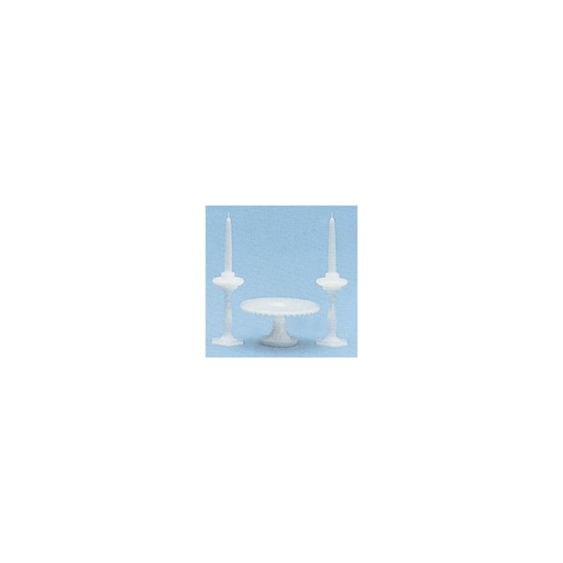 M-70W CAKE PLT/CANDLESTKS MINIKIT, WHITE