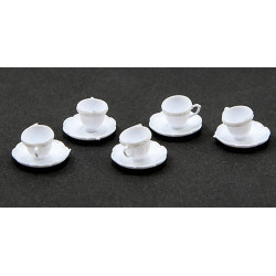 CUPS AND SAUCERS/WHITE, 24PC