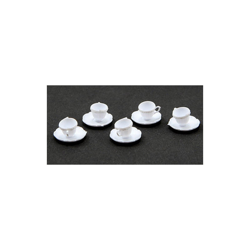 CUPS AND SAUCERS/WHITE, 24PC