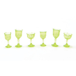 CUT STEMWARE, GREEN, 6/PC
