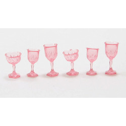 CUT STEMWARE, PINK, 6/PC
