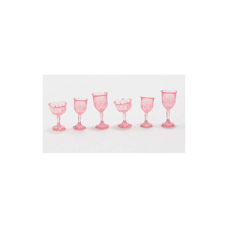 CUT STEMWARE, PINK, 6/PC