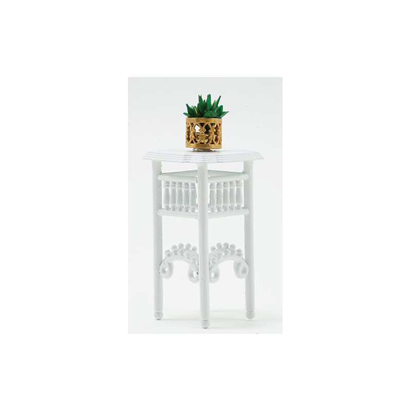 PLANT STAND W/PLANT, WHITE