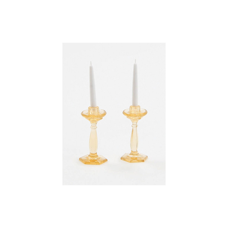 CANDLESTICKS, AMBER
