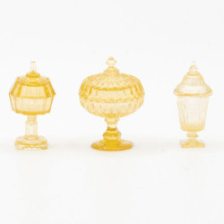 CANDY DISHES, 3PC AMBER