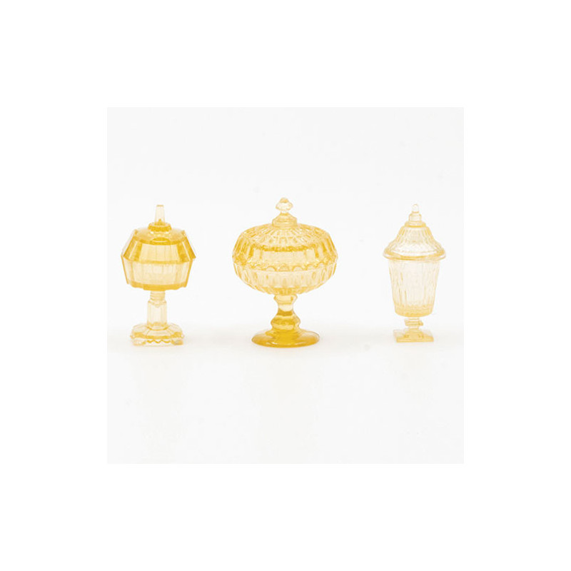 CANDY DISHES, 3PC AMBER