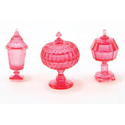 CANDY DISHES, 3PC, CRANBERRY