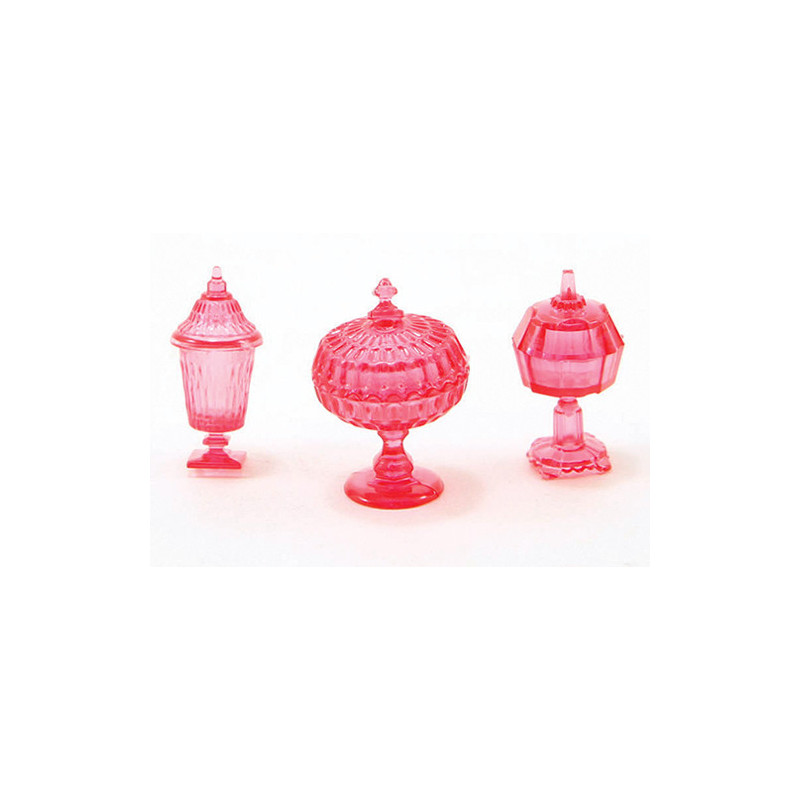 CANDY DISHES, 3PC, CRANBERRY