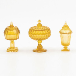 CANDY DISHES, 3PC, DARK AMBER