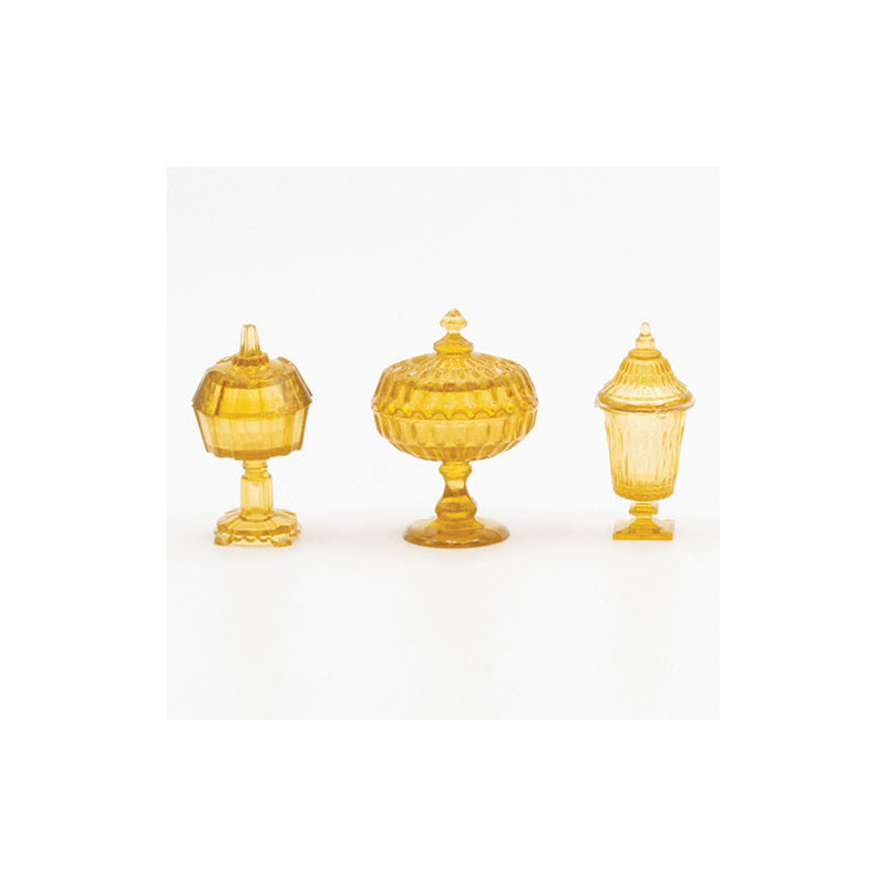 CANDY DISHES, 3PC, DARK AMBER
