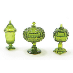CANDY DISHES, 3PC, EMERALD GREEN