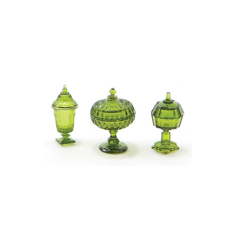CANDY DISHES, 3PC, EMERALD GREEN
