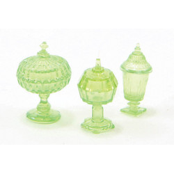 CANDY DISHES, 3PC GREEN