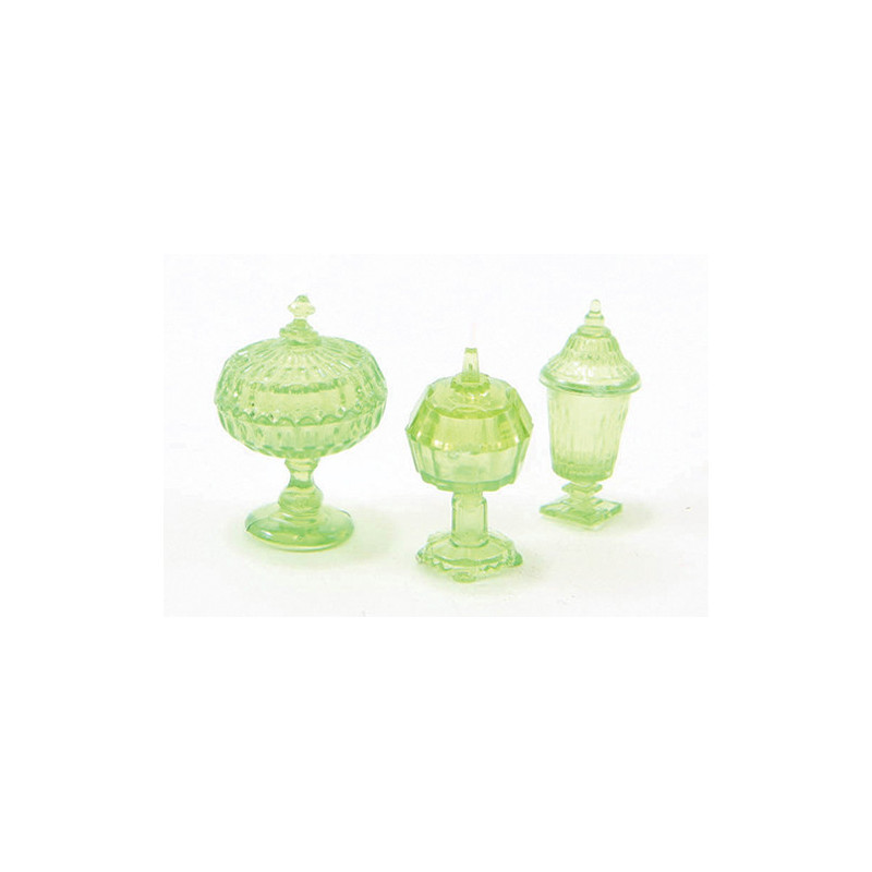 CANDY DISHES, 3PC GREEN