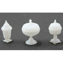 CANDY DISHES, 3PC, MILKGLASS