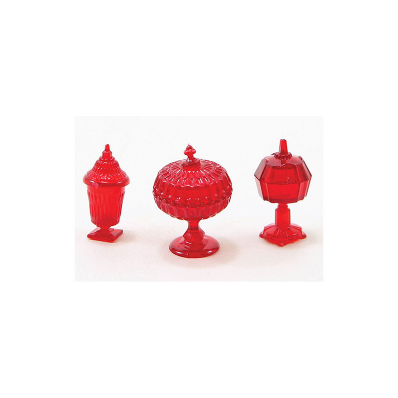 CANDY DISHES, 3PC, RED