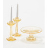 CAKE PLATE W/2 CANDLES, AMBER