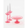 CAKE PLATE W/2 CANDLES, PINK