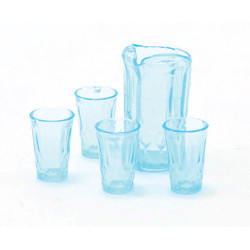 PITCHER W/4 GLASSES, BLUE