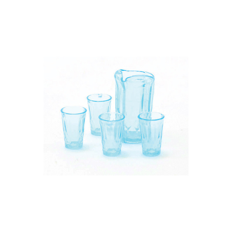 PITCHER W/4 GLASSES, BLUE