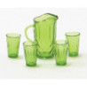 PITCHER W/4 GLASSES, EMERALD GREEN