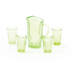 PITCHER W/4 GLASSES, GREEN